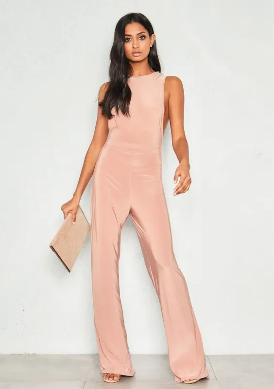 Keira Pink High Neck Jumpsuit sold by Missy Empire