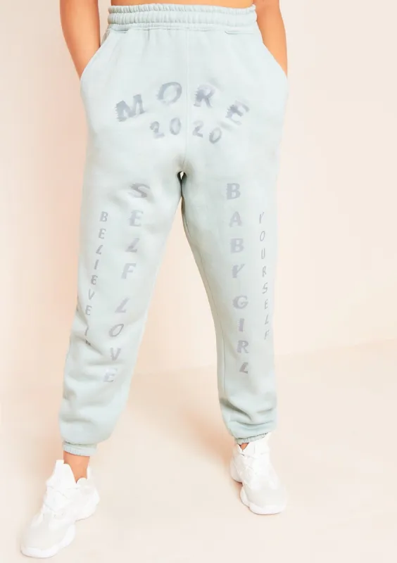 Alessi Sage Self Love Believe In Yourself Slogan Oversized Joggers made by Missy Empire