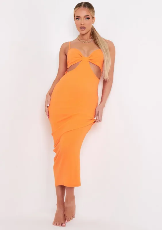 Aila Orange Cut Out Maxi Dress made by Missy Empire