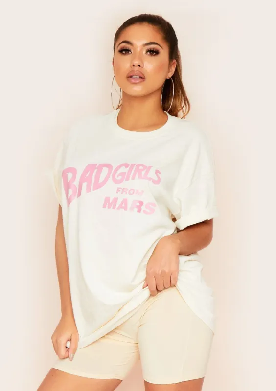 Emlen Sand Bad Girls From Mars Slogan Oversized T-Shirt sold by Missy Empire