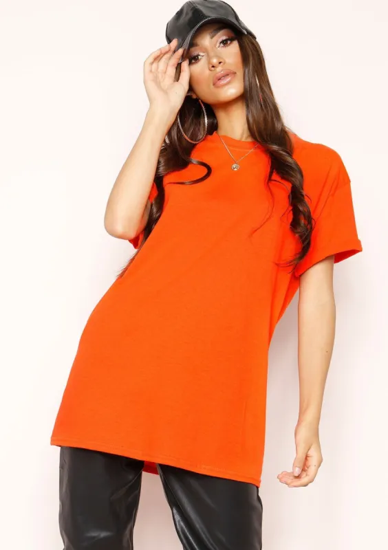 Debbie Orange Oversized T-Shirt sold by Missy Empire