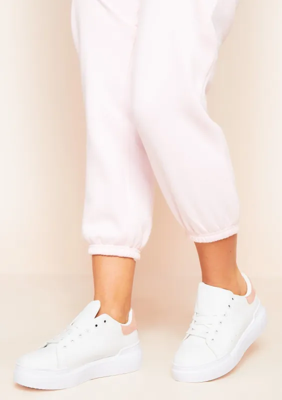 Derin White Pink Chunky Platform Trainers sold by Missy Empire