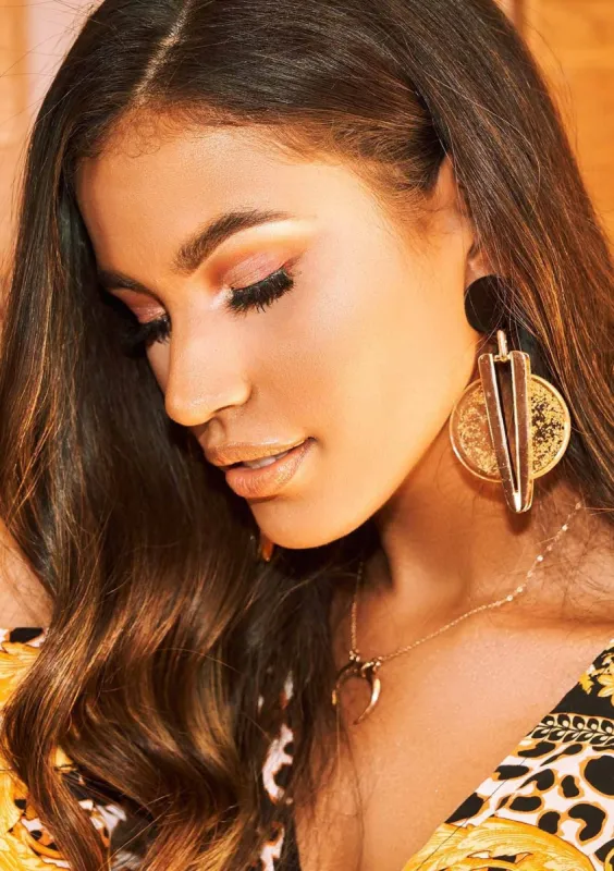 Alexia Black Gold Geometric Earrings sold by Missy Empire