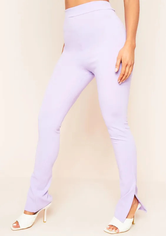 Isabel Lilac Split Hem Straight Leg Trouser sold by Missy Empire