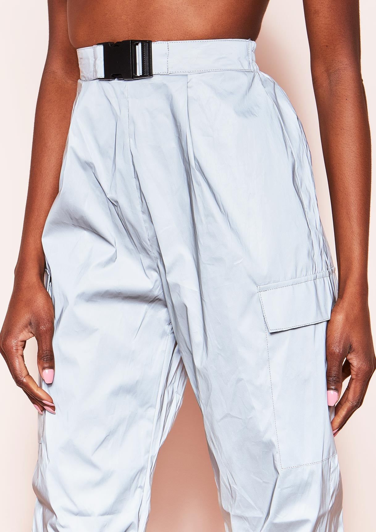 Zoe Silver Reflective Utility Cargo Trousers sold by Missy Empire product image thumbnail 4
