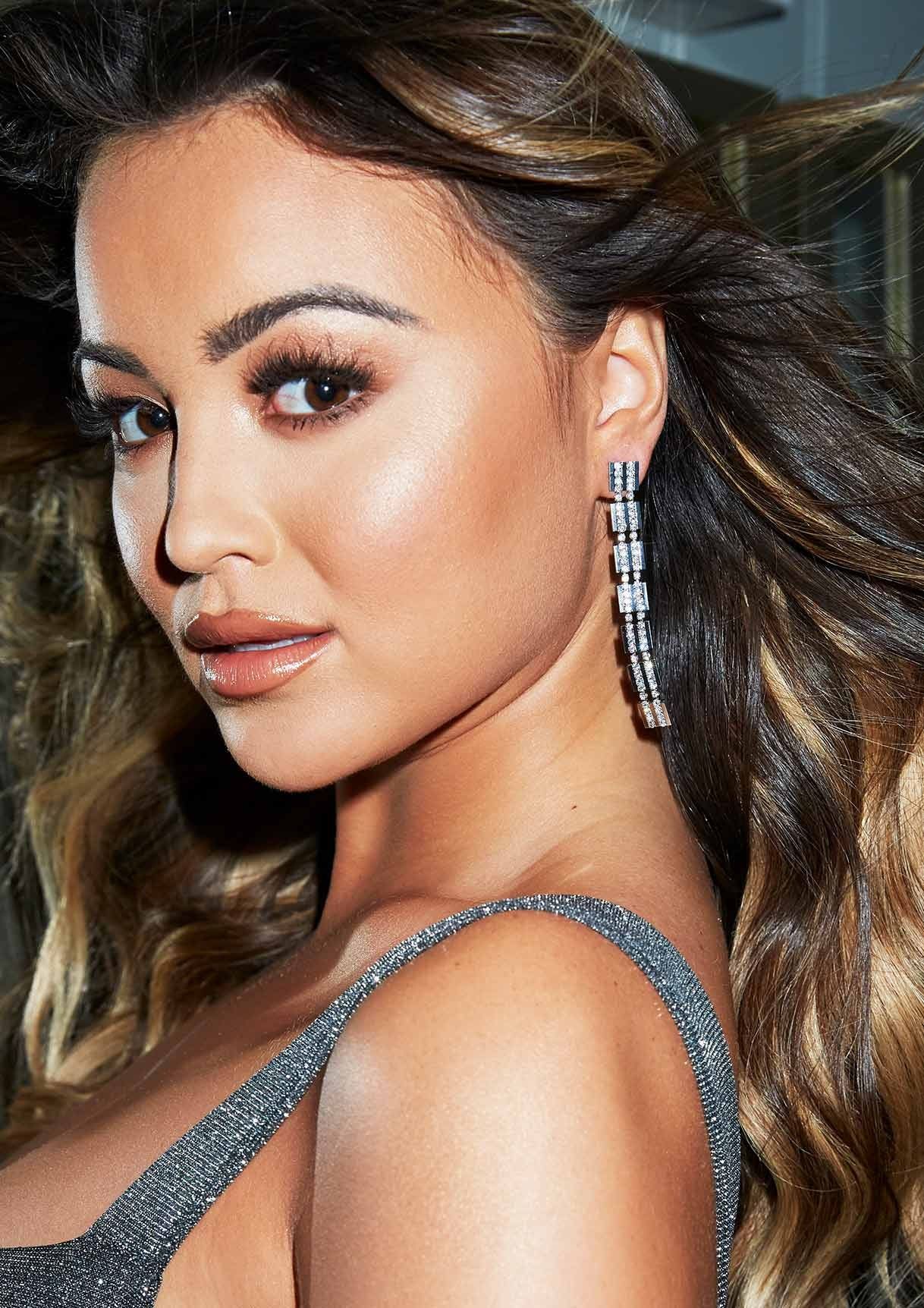 Saira Silver Diamante Drop Earrings sold by Missy Empire