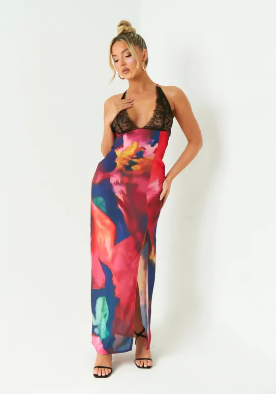 Grace Multi Lace Bust Printed Maxi Dress sold by Missy Empire
