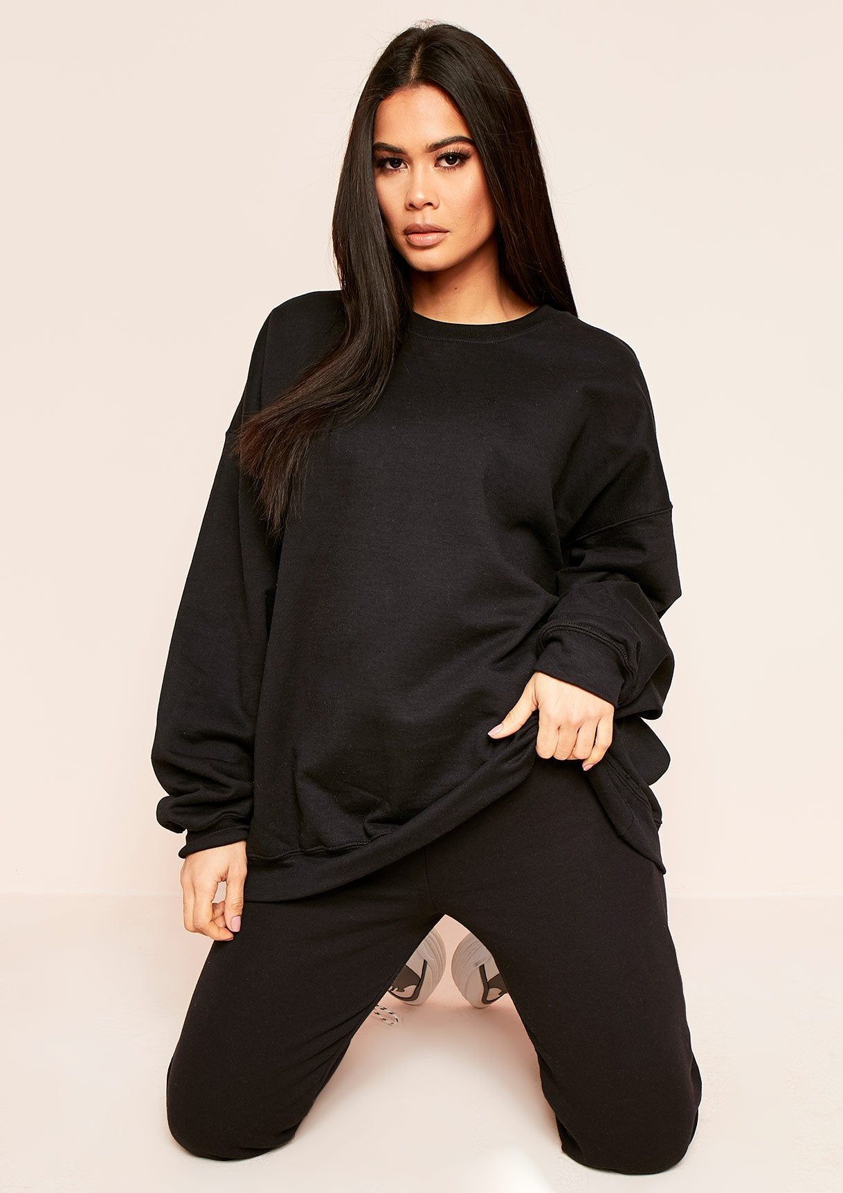 Lena Black Oversized Sweatshirt sold by Missy Empire
