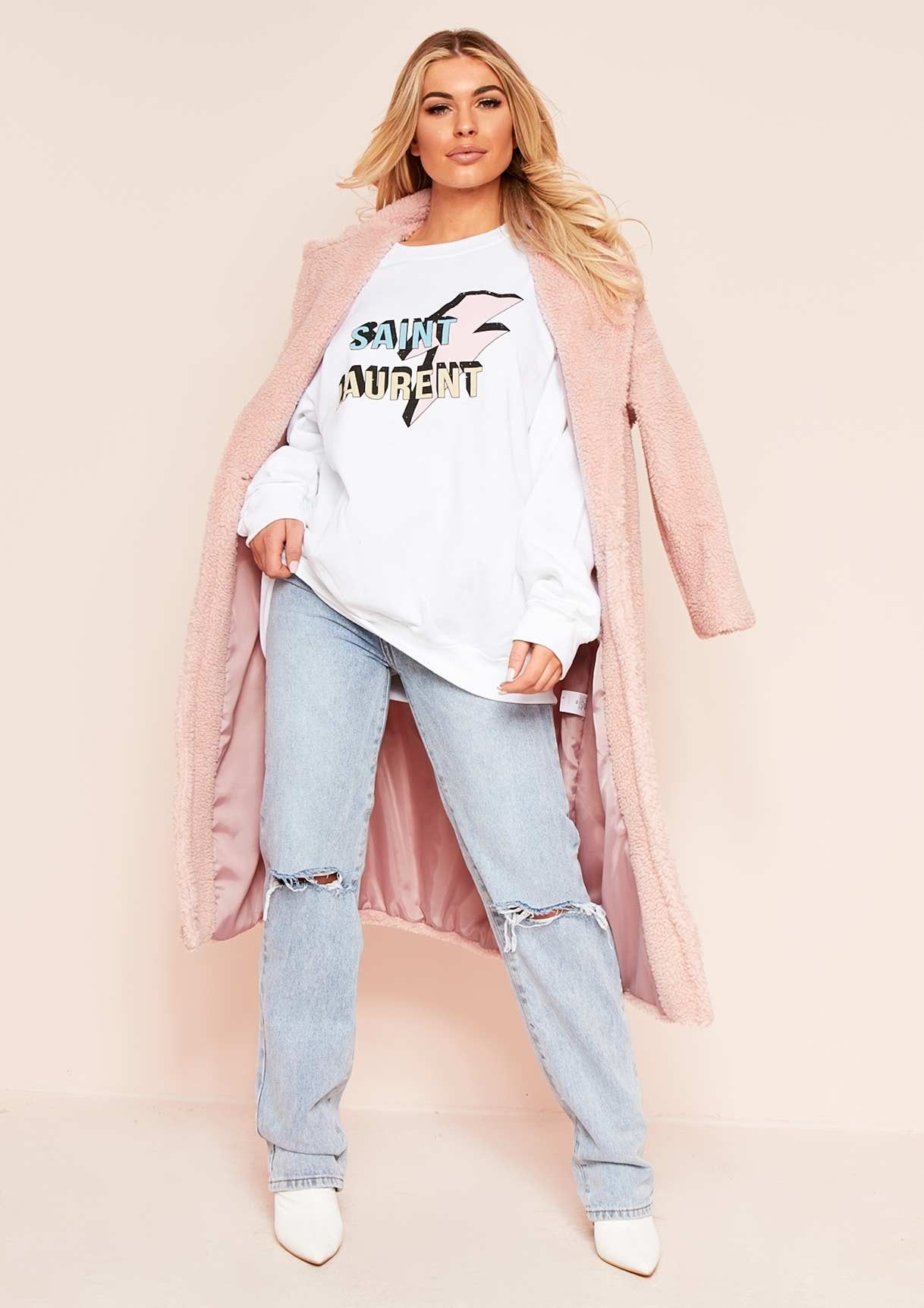 Maxine Pink Teddy Borg Longline Coat sold by Missy Empire product image thumbnail 4