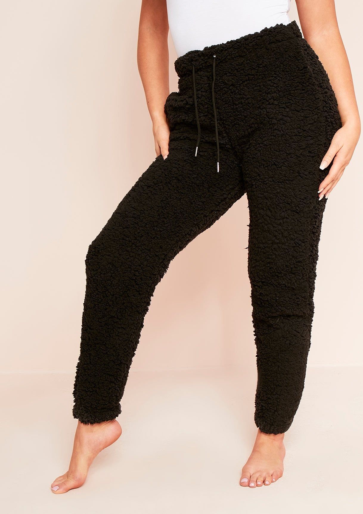 Patia Black Teddy Borg Joggers sold by Missy Empire product image thumbnail 2