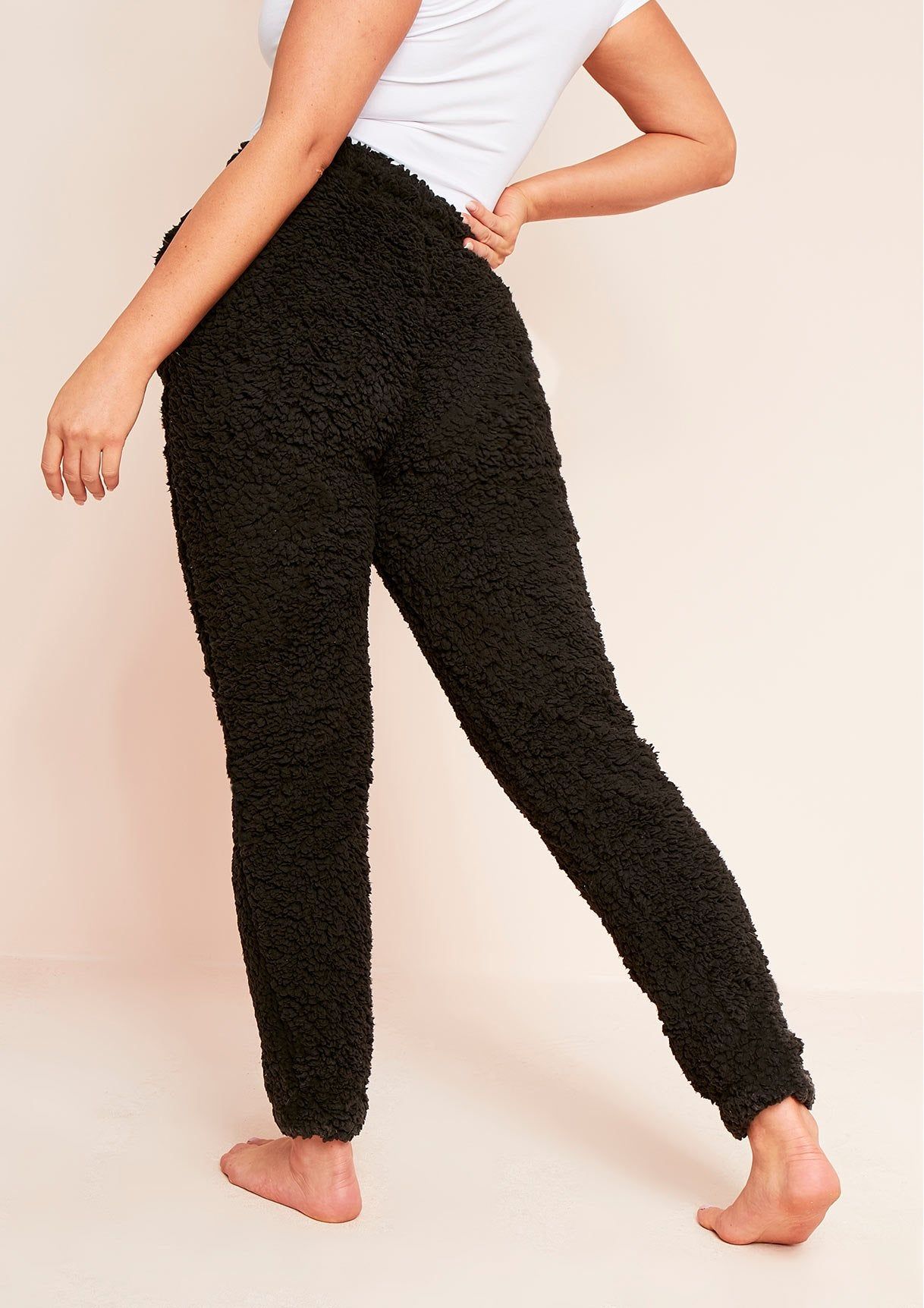 Patia Black Teddy Borg Joggers sold by Missy Empire product image thumbnail 3
