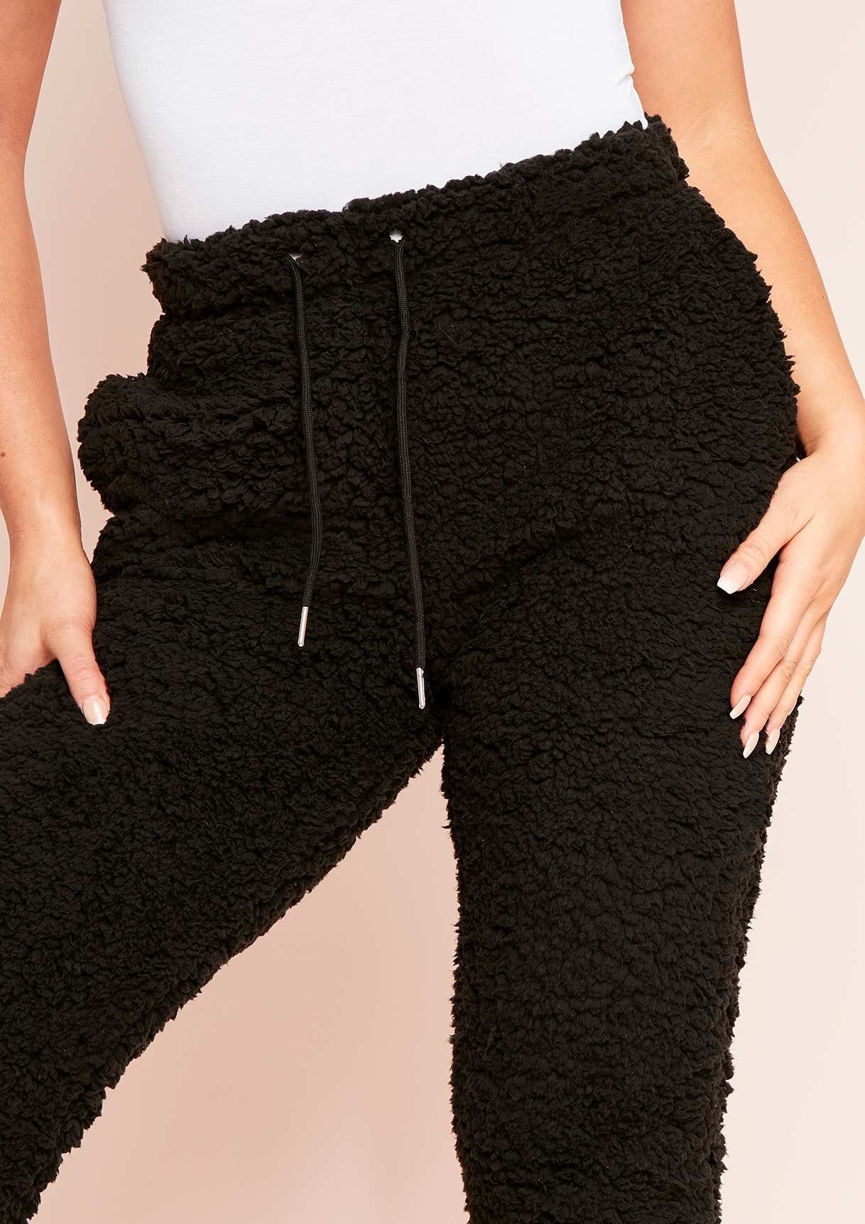 Patia Black Teddy Borg Joggers sold by Missy Empire product image thumbnail 4