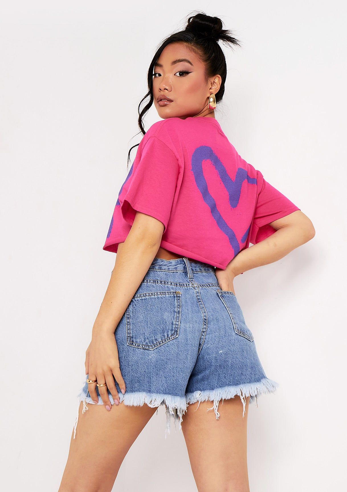 Maya Pink Love Slogan Cropped Oversized T-Shirt sold by Missy Empire product image thumbnail 5