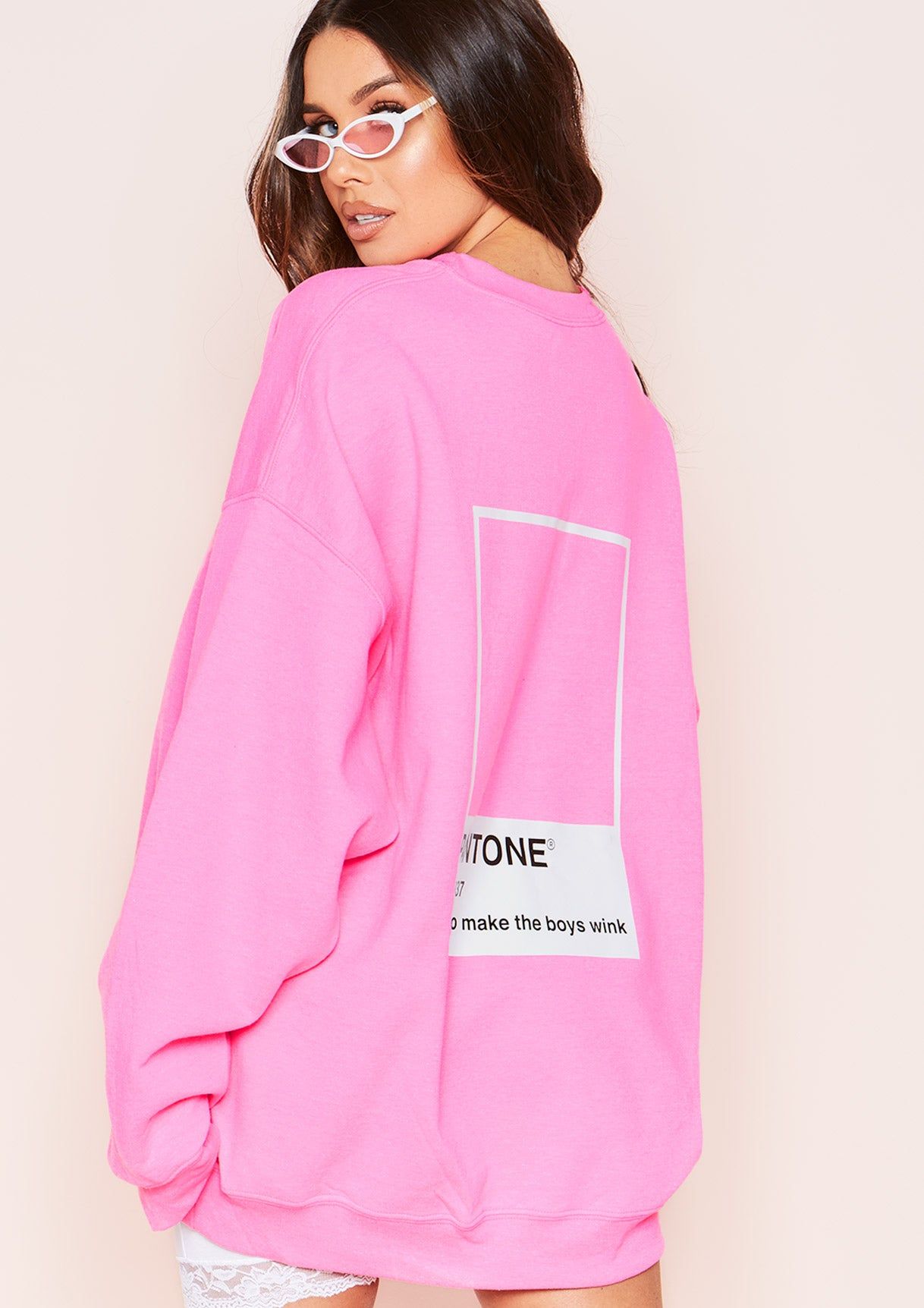 Kelly Pink Graphic Oversized Sweatshirt sold by Missy Empire product image thumbnail 4