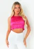 Maisie Pink Satin Crinkle Crop Top sold by Missy Empire