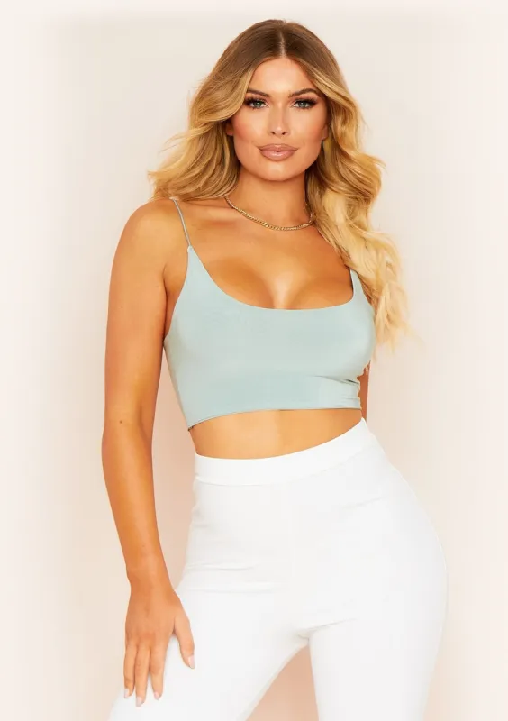 Corazon Sage Basic Round Scoop Neck Strappy Bralet made by Missy Empire