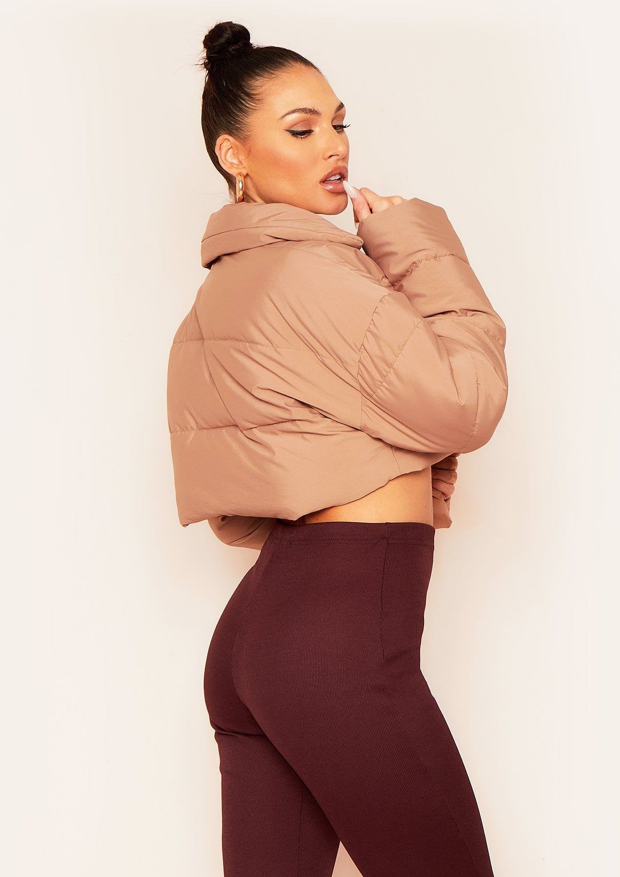 Cami Camel Extreme Cropped Puffa Coat sold by Missy Empire product image thumbnail 4