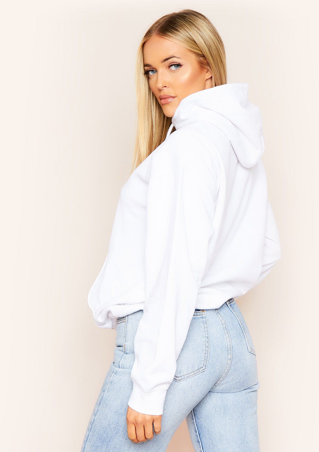 Karina White Oversized Drawstring Hoodie sold by Missy Empire product image thumbnail 4