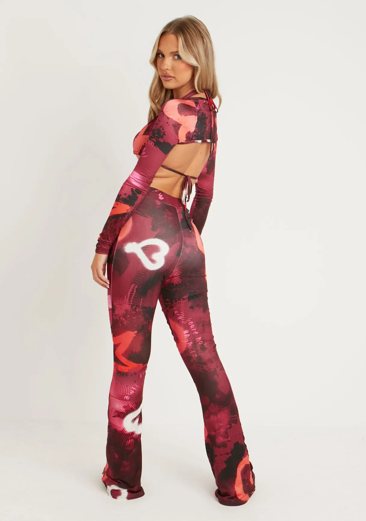 Odette Graffiti Print Flared Trousers sold by Missy Empire product image thumbnail 3