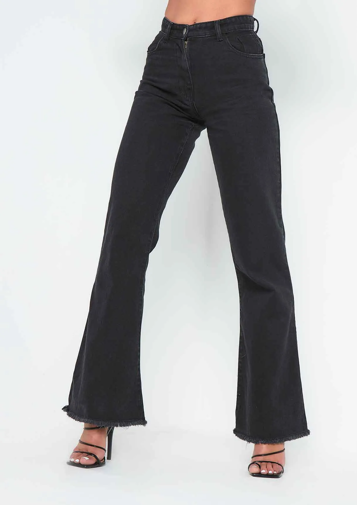 Anica Black Wash High Waisted Flare Leg Jeans sold by Missy Empire product image thumbnail 2