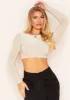 Anni Beige Slinky Long Sleeve Crop Top sold by Missy Empire