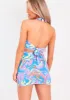 Clarissa Blue Print Halter Neck Ring Detail Crop Top sold by Missy Empire