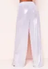 Crystal Silver Metallic Wide Leg Trousers sold by Missy Empire
