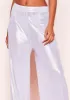 Crystal Silver Metallic Wide Leg Trousers sold by Missy Empire