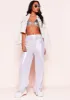 Crystal Silver Metallic Wide Leg Trousers sold by Missy Empire
