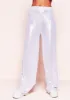 Crystal Silver Metallic Wide Leg Trousers sold by Missy Empire