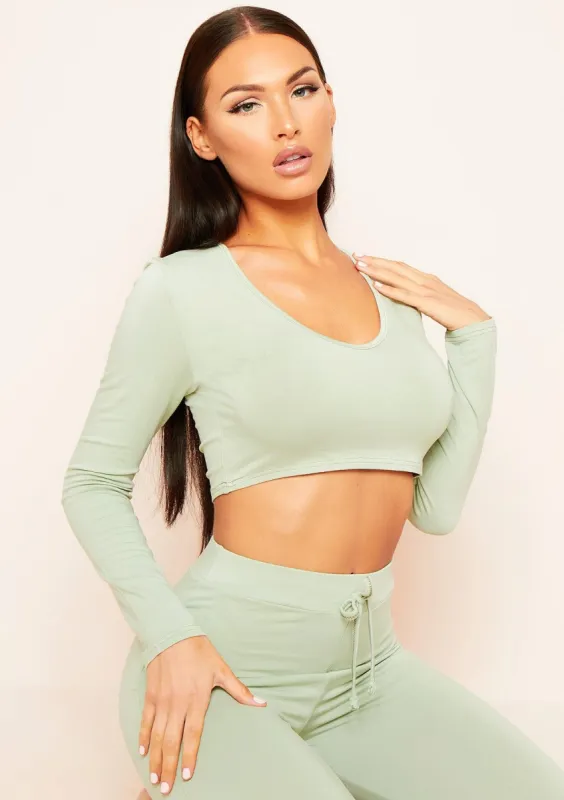 Maila Sage Mix & Match Smooth V Plunge Crop Top made by Missy Empire