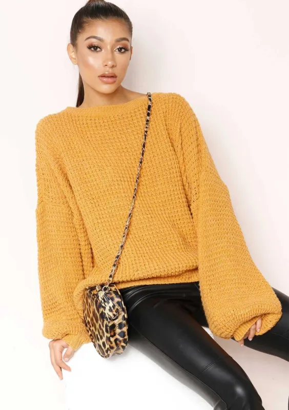Heather Mustard Knit Jumper sold by Missy Empire
