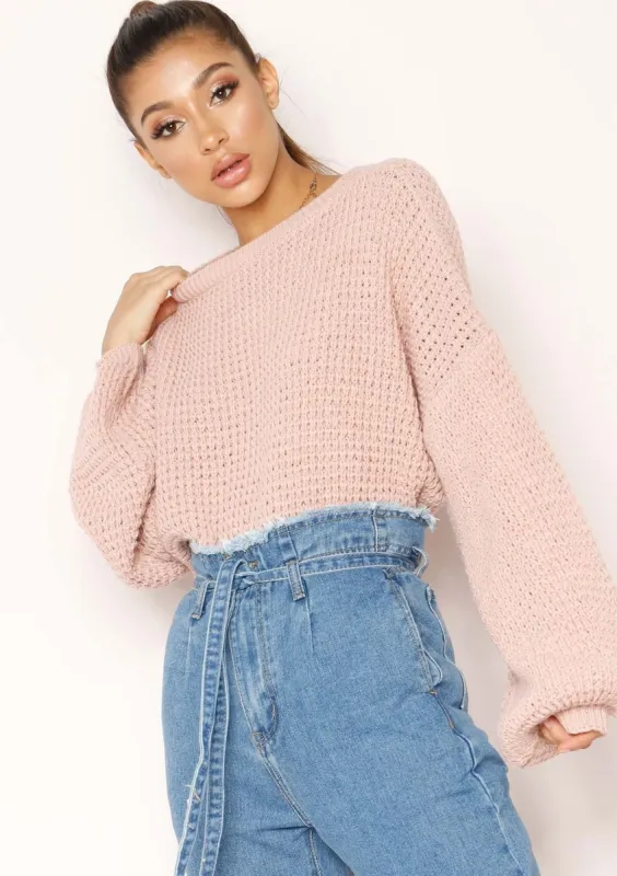 Heather Pink Knit Jumper sold by Missy Empire