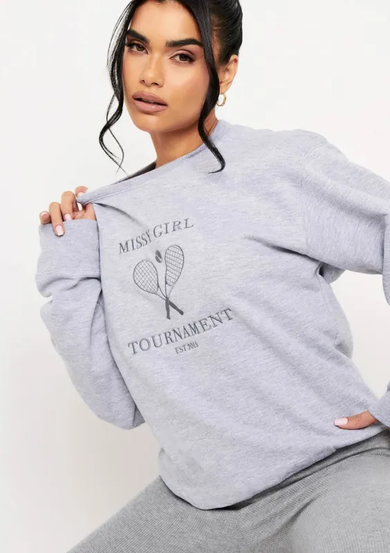 Kelsey Grey Missy Girl Tournament Sweatshirt made by Missy Empire
