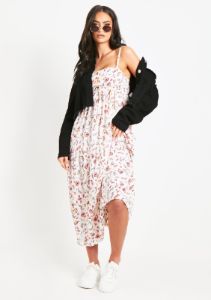 Brydie White Floral Printed Midi Dress sold by Missy Empire