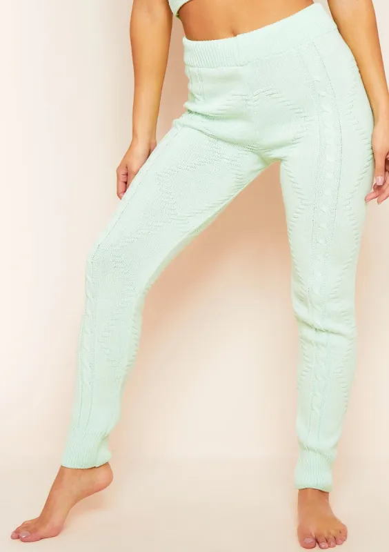 Flynn Mint Cable Knitted Ribbed Joggers sold by Missy Empire