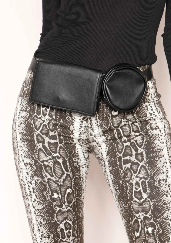 Jess Black Faux Leather Double Bum Bag sold by Missy Empire