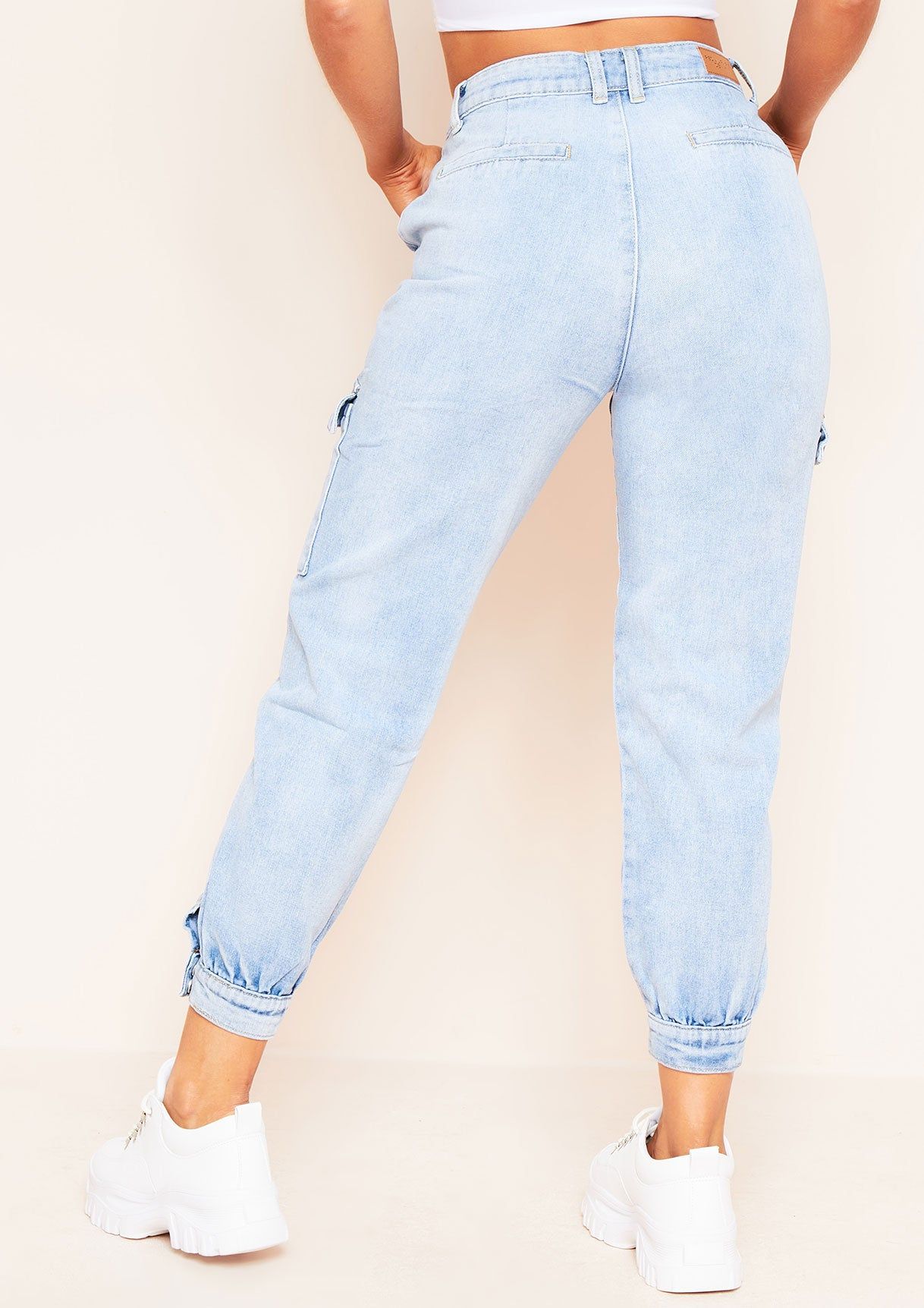 Sandra Blue Denim Pocket Detail Cargo Jeans sold by Missy Empire product image thumbnail 4
