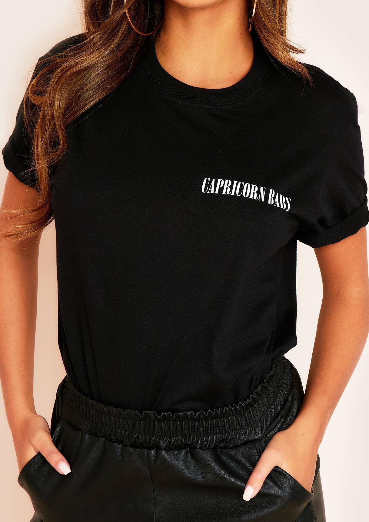 Anah Black Capricorn Baby Slogan Horoscope T-Shirt sold by Missy Empire product image thumbnail 3