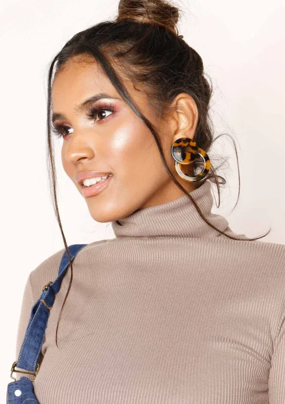 Brenda Tortoise Shell Thick Circle Earrings sold by Missy Empire