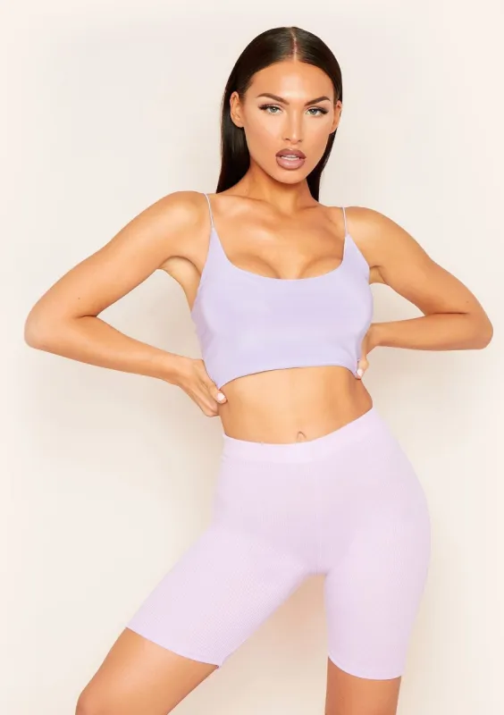 Corazon Lilac Basic Round Scoop Neck Strappy Bralet made by Missy Empire