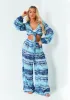 Nancy Blue Tie Dye Wide Leg Trouser sold by Missy Empire