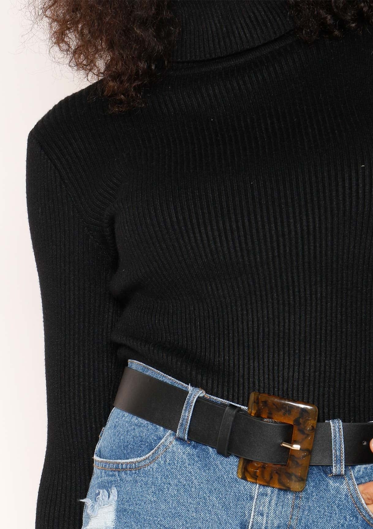 Tena Black Knit Ribbed Roll Neck Jumper sold by Missy Empire product image thumbnail 3