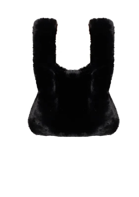 Mandy Black Faux Fur Bag made by Missy Empire