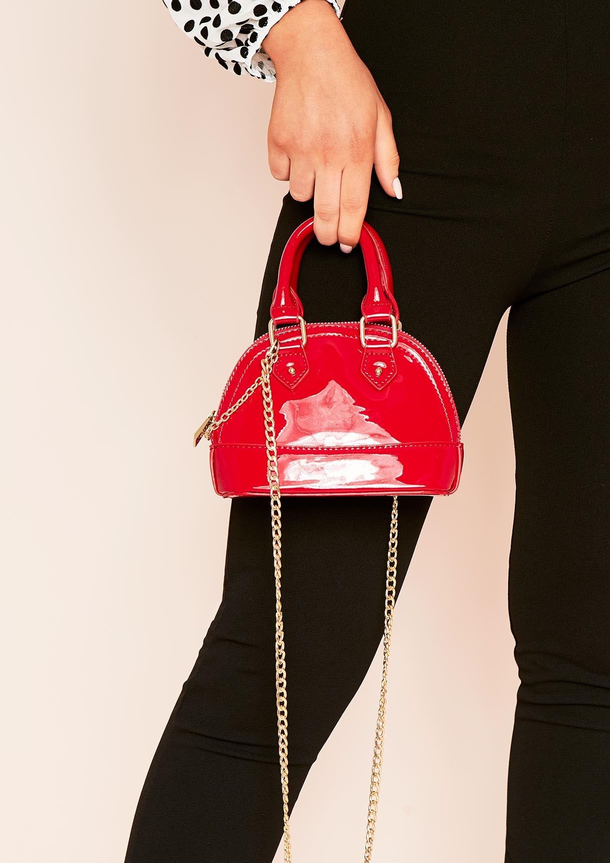 Tasha Red Shiny PU Mini Grab Bag sold by Missy Empire product image thumbnail 2