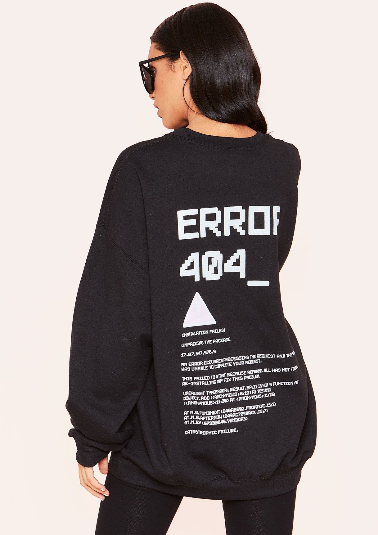 Joanna Black Error Graphic Oversized Sweatshirt sold by Missy Empire product image thumbnail 3