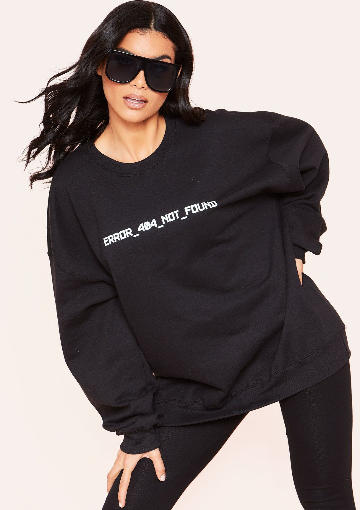 Joanna Black Error Graphic Oversized Sweatshirt sold by Missy Empire