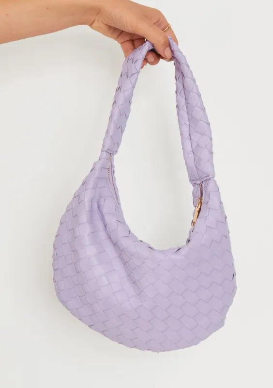 Marion Lilac Woven Shoulder Bag sold by Missy Empire