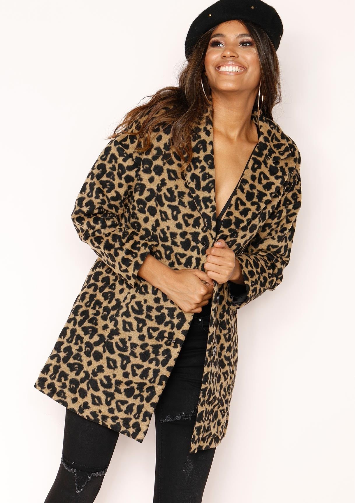 Katrina Leopard Print Boyfriend Coat sold by Missy Empire product image thumbnail 4