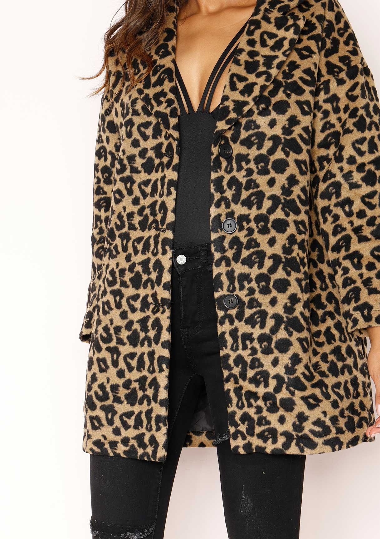 Katrina Leopard Print Boyfriend Coat sold by Missy Empire product image thumbnail 3